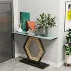 Specialist Stone Top Console Table Long Hall Table w High-quality Geometric Base