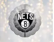 Handmade Brooklyn Nets Inspired 8in Round 3D Wind Spinner