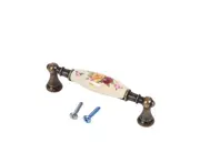 Vintage Flower Ceramic Bronze Diy Door Handles Cabinet Cupboard Drawer Knobs Pull 2#