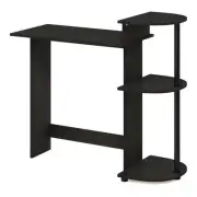 Furinno Engineered Wood Compact Computer Desk with Shelves in Black/Gray
