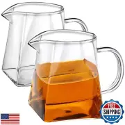 Leinuosen 2 Pcs Small Glass Creamer Pitcher with Spout Milk Frothing Pitcher