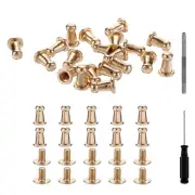 30 Pcs Round Head Button Studs 4mm Leather Punch Screwdriver, Gold