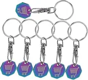 Gadpiparty 6Pcs Portable Stainless Steel Shopping Trolley Tokens Keychain Stylish Key Ring for Grocery Shopping Carts Design for Supermarkets and Malls