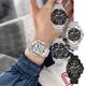 【WANgT】RHYTHM 麗聲 高級時尚三針三眼多色堆疊日期顯示不鏽鋼手錶-S1408S