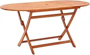 [vidaXL] Solid Eucalyptus Wood Round Garden Table - Weather Resistant, Foldable and Easy to Clean Dining Table for Outdoor, Brown