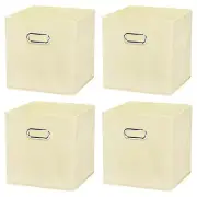 4Pcs 12"x12"x12" Foldable Storage Cube Bins Storage Organizer Bins Beige