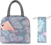 Insulated Lunch Bag Tote Bag for Women Wide Open Insulated Cooler Bag Water-Resistant Thermal Leak-Proof Lunch Organizer for Men Girls Children Outdoor Picnic Work (Flamingo)