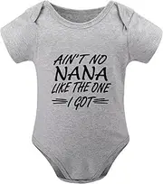 [WOOYONGING] Ain't No Nana Like The One I Got Newborn Boy Onesie Short Sleeve Bring Home Outfits for Baby Boy White Boys Romper