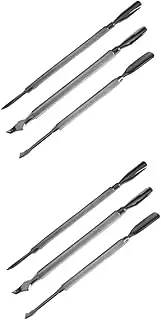 Healeved 2sets Professional Nail Tools Cuticle Pusher Cleaning Stick Stainless Steel Exfoliate Nail Art Polishers Manicure Set 3pcs*2