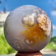 157G Natural Sakura Flower Agate QUARTZ Sphere Crystal Ball Healing
