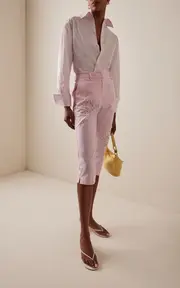 [DES_PHEMMES] Exclusive Riviera Embellished Gingham Capri Pants