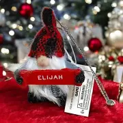 Ganz Hallmark Resin Gnome Dwarf Christmas Ornament 3" Personalized Name ELIJAH