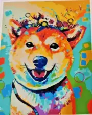 DIY Paint By Numbers Framed Canvas Art Pack 30 x 40cm - Happy Dog