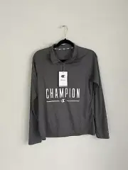 Champion Woman Gray 1/4 Zip Long Sleeve Activewear, Size M