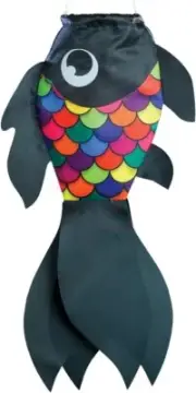 15" Colorful Black and Rainbow Damsel Fish Windsock by In the Breeze #5218