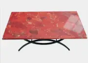 Rectangle Coffee Table Top Red Jasper Random Work Hallway Center Table for Hotel