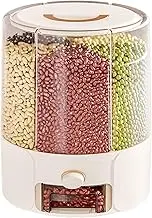Rice Storage Container,Rotating Rice Bucket | Food-grade Rotatable Sealed Anti-gnat with Dividers Barrel Anti-moisture for Grains Flour Millet Beans Baking In Pantry Kitchen