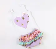 NEW Baby Girl Gold Glitter Heart & Bloomer Cake Smash 2 Piece Set 0-6-12-18 mos