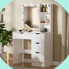 Modern Make up Desk 4 Storage Drawers Dressing Table Vanity LED Light Mirror NEW