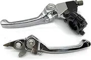 Folding Brake Clutch Lever Set for Motorcycle Pit Dirt Bike A-TV Quad 50cc 110cc 125cc 140cc 160cc 200cc Black Chrome Rear Motorcycle ATV Brake Products(A2)