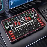 Audio Mixer, Sound Board for Pc/Phone Live Streaming Singing Gaming, Sound Mixer for 3.5mm Microphone, Live Sound Card with DJ Mixer Effects & Voice Changer, Denoise, Bluetooth Podcast Mixer