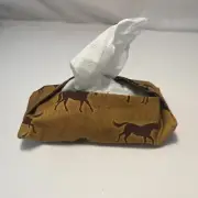 Pocket Tissue Holder Handmade Brown Horses Running Wild Double Sided 5x3 New