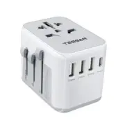 International Plug Adapter, Universal Power Adaptor with 4 3 USB A + 1 USB C