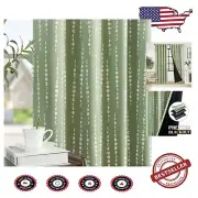 Elegant 90 Inch Sage Green Blackout Curtains with Moon Phases Design - 2 Panels