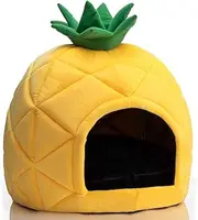 Hollypet Cozy Pet Bed, Warm Cave Nest Sleeping Bed Pineapple Shape Puppy House for Cats and Small Dogs, Yellow