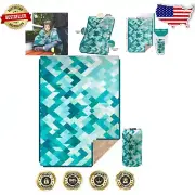 Versatile Sherpa Lined Camping Blanket and Poncho for Hiking & Travel 56”x40”