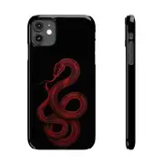 Black iPhone 16/15/14/13/12/11 Slim Cases, Red King Snake Glossy Finish