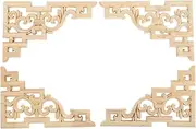 [MUXSAM] Vintage Wood Carved Decal Corner Onlay Applique Frame Furniture Wall Unpainted for Home Cabinet Door Decor Craft 15x10cm