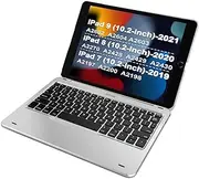 iPad 9th Gen (10.2-inch, 2021) Keyboard Case, Ultra-Thin Bluetooth Keyboard with Folio Full Protection Case for Apple 10.2-inch iPad 9 (2021) 8 and 7 with 130 Degree Swivel Rotating