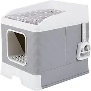 BingoPaw Cat Litter Box with Lid, Enclosed Detachable Cat Litter Tray with Top-Entry Front-Entry Door, Includes Litter Scoop Cushion Mat for Kittens Furniture, Easy Clean