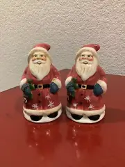 SANTA CLAUS Salt & Pepper Shakers Christmas Red White Lantern Lovely ~NEW~