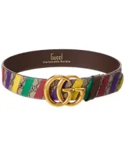 Gucci Gg Supreme Canvas & Leather Belt Women's Beige 70