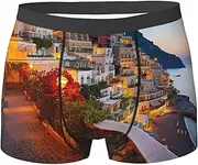 [QMNEHJ] Positano Seaside Sunset Men's Boxer Briefs Breathable Stretch Underwear Moisture-Wicking Trunks for Men
