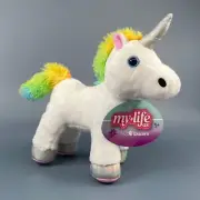 My Life As Plush Rainbow Tail & Mane White Pet Unicorn for 18" Dolls NWT