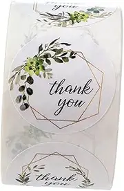 Veemoon 1Roll Thank You Stickers Self Adhesive DIY Flower Pattern Labels for Present Wrapping Baking Party Favors for Crafts and Decorations