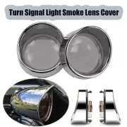 2Pcs Turn Signal Light Bezels Visor Smoke Lens Cover For Harley Dyna Softail