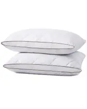 Unikome Set Of 2 Goose Down Feather Oval Gusseted Bed Pillows