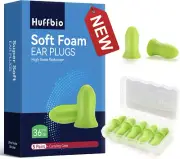 HUFFBIO Soft Foam Ear Plugs, 5 Pairs - 36Db SNR Best Ear Plugs for Sleep, Rev...