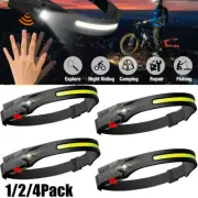 1/2/4X COB+LED Headlamp Headlight Torch Flashlight Work Light Bar Head Band Lamp
