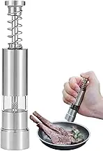 Pepper Mill Grinder - Press Type Stainless Steel Salt Crusher Mill | Built-in Spring Portable Outdoor Grinding Machine, Camping Supplies for Seasoning
