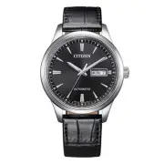 Citizen NY4058-01E Automatic Men's Watch - Black Dial, Leather Strap
