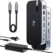 LIONWEI USB4 Dock Dual DisplayPort USB C to Triple Monitor 4K@60Hz, Docking Stat