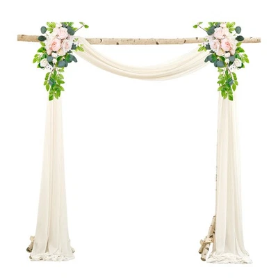 2x Drape Chiffon Curtain For Wedding Arch Fine Stitching And Tear-resistant