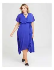 NWT ~ ts TAKING SHAPE [sz 18] Livia Chiffon Wrap Maxi Dress Ultramarine rrp $180