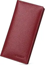 [SENDEFN] Leather Purses for Women, RFID Blocking Bifold Ladies Wallets, Ladies purses with Multi Card Holder Clutch, B-wine Red, Bi-fold Pebbled Leather Wallet - Wine Red