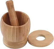 Garlic Crusher, Pesto Smasher, Food Grinder, Spice Pepper Crusher, Garlic Pounder with Lid, Bamboo Wood Pepper Garlic Herb Grinding, Kitchen Accessories